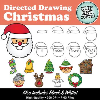 Christmas Directed Drawing Clip Art by Clip Art Corral | TPT