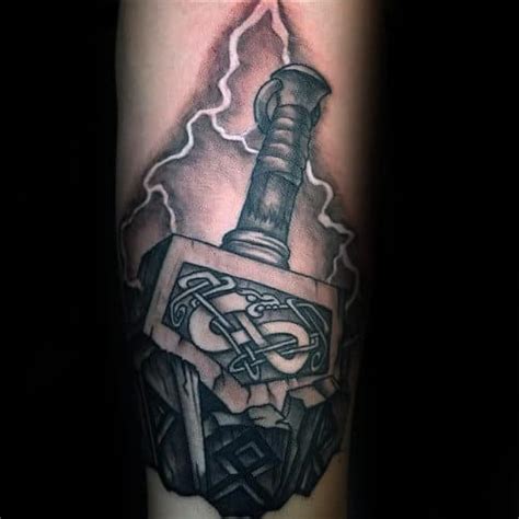 70 Mjolnir Tattoo Designs For Men - Hammer Of Thor Ideas