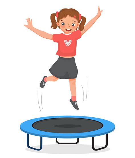 happy little girl jumping on a trampoline having fun playing outdoor sport activity 8197722 ...