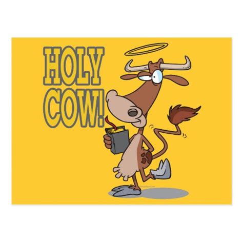 funny silly holy cow cartoon character postcard | Zazzle