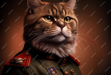 Premium AI Image | A cat in a military uniform