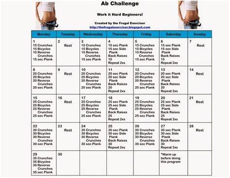 30 Day Crunch Challenge Chart