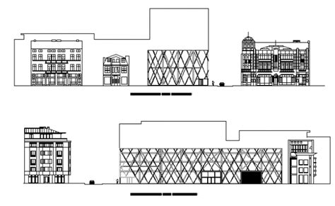 Bank architecture detail and drawing - Cadbull