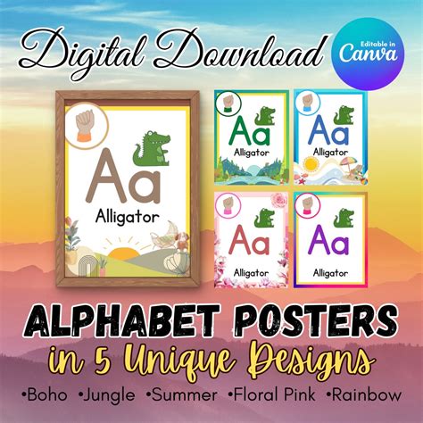 Alphabet Posters Classroom Alphabet Poster ASL Alphabet - Etsy