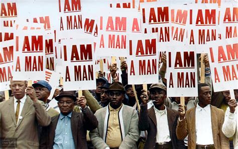 "I AM A MAN" Striking sanitation workers of Memphis Local 1733 during the march led by Dr ...