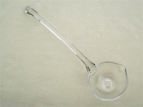 cyrstal clear glass punch ladle, vintage punch bowl ladle