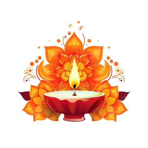 Happy Diwali On Flower With Diya Candles Design, Festival Of Lights ...