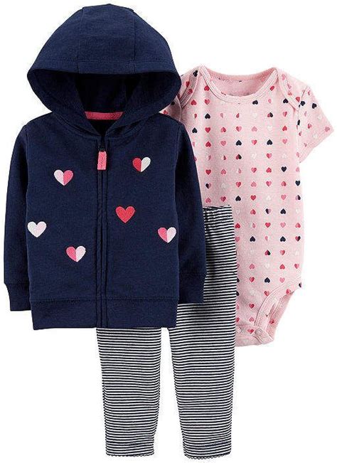 CARTERS Carter's 3-pc. Pant Set Baby Girls Heart Cardigan, Heart Hoodie ...