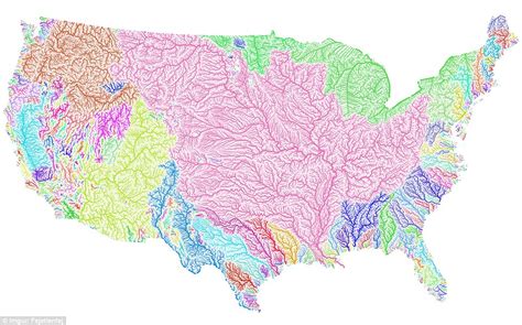 Imgur user shows map of every river basin in the US | Daily Mail Online