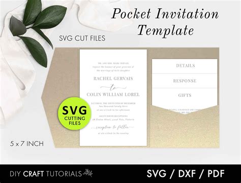 Tri Fold Wedding Invitation Template Laser Cut Pocket - Etsy