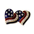 Heart shaped earrings in patriotic red, white and blue enamel with diamond like Swarovski ...