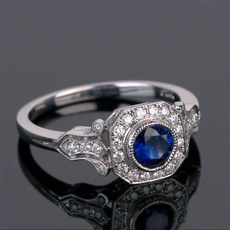 Vintage Platinum, Ceylon Sapphire and Diamond Ring - Modesto's Vintage Rings