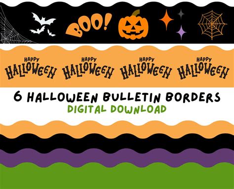 Printable Halloween Borders bulletin Board 6 Designs Included Spooky ...