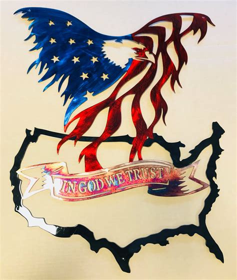 American Eagle over U.S. Metal Wall Art - Metal Decor Studios