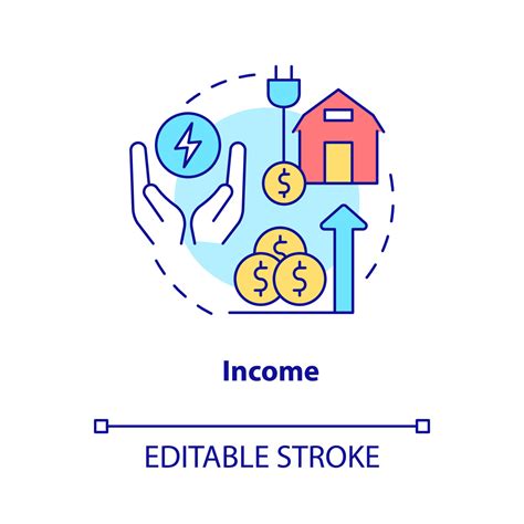 Income concept icon. Economic growth. Impact of rural electrification ...