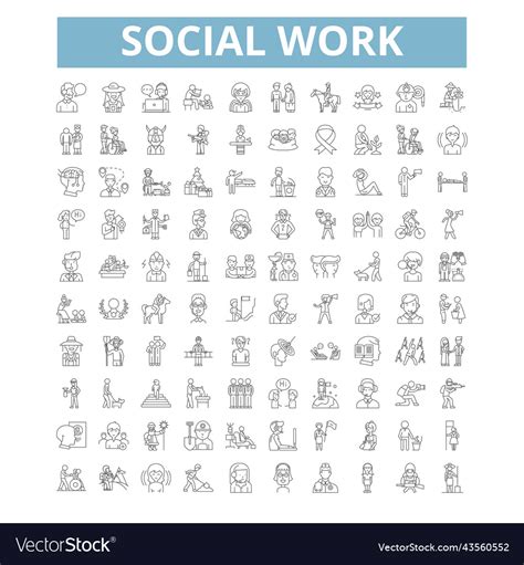 Social work icons line symbols web signs Vector Image