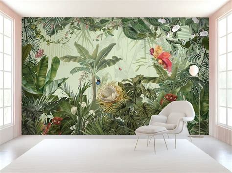 Tropical Forest Wallpaper Peel and Stick Jungle Wall Mural - Etsy