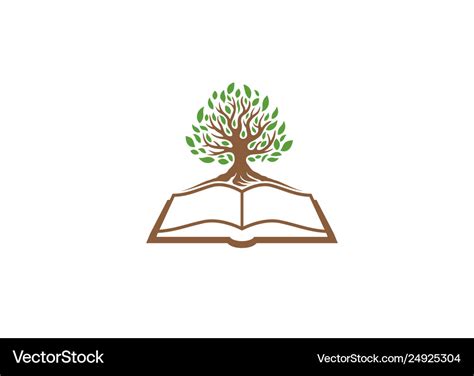 Creative book tree logo design Royalty Free Vector Image