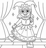 Coloring Page Of A Jester Girl For Kids To Celebrate Mardi Gras Vector  sketch template