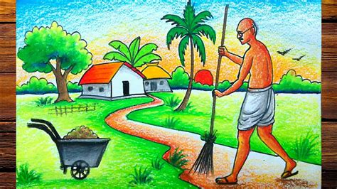 mahatma gandhi swachh bharat abhiyan drawing - YouTube