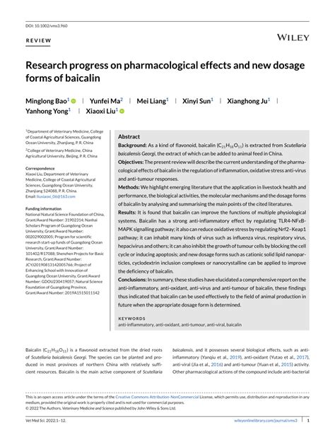 (PDF) Research progress on pharmacological effects and new dosage forms of baicalin