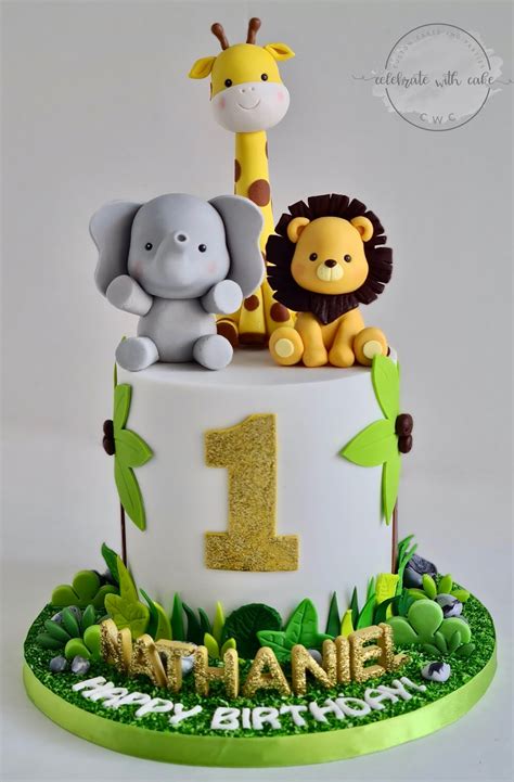 Jungle Animal 1st Birthday Cake - Real Barta