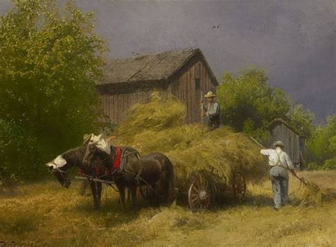 Summer hay harvest time again... | Farmer painting, Farm art, Landscape art