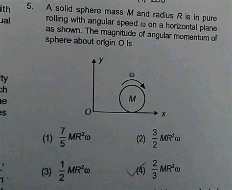 A solid sphere of mass m and radius R is rolling without slipping as ...