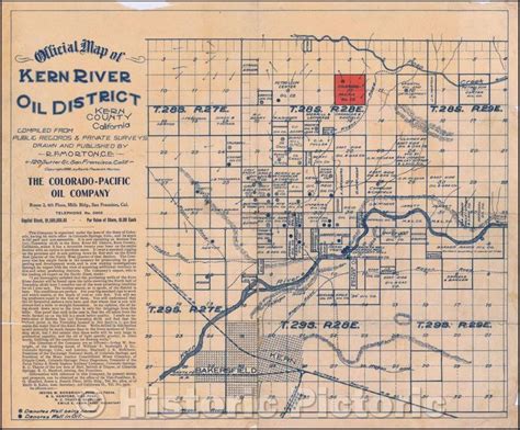 Historic Map - Official Map of Kern River Oil District Kern County ...