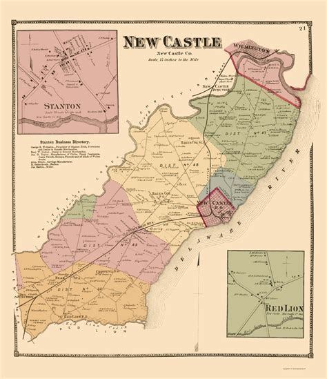 New Castle Delaware Landowner - Beers 1868 - 23 x 26.66 - Walmart.com - Walmart.com