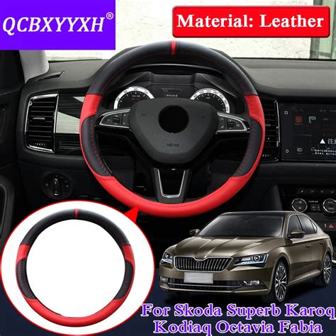 Car Styling Steering Wheels Cover For Skoda Superb Karoq Kadiaq Octavia Fabia Leather Internal ...