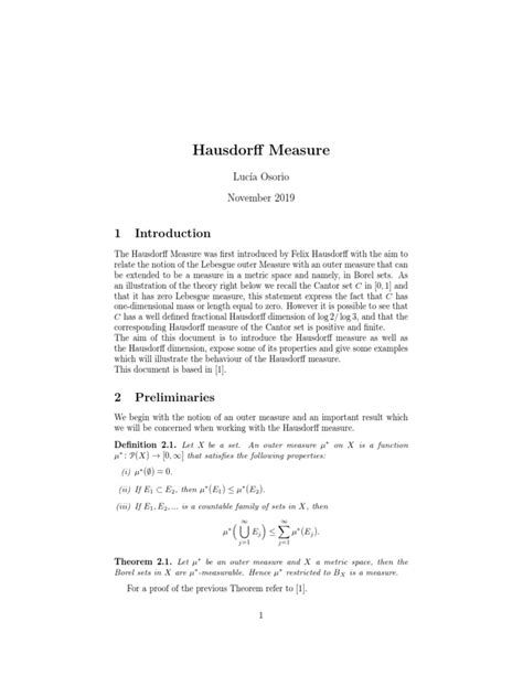 Hausdorff Measure | PDF | Measure (Mathematics) | Metric Space