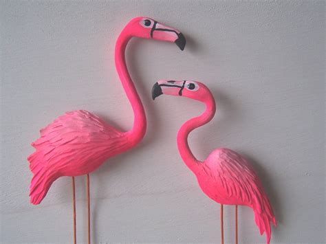 Pink flamingo art sculpture wall decor by artistJP on Etsy