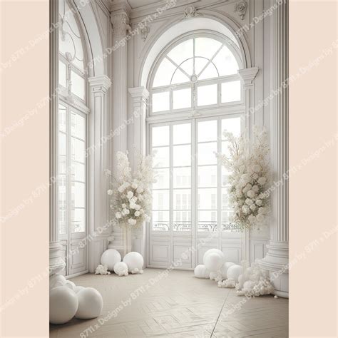 White Floral Room Digital Backdrop, Maternity Backdrop Overlays, Studio Backdrop Overlays, Fine ...