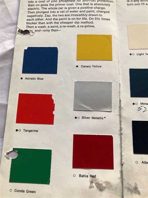 1970 Porsche 911 914-6 914 COLOR CHART Brochure - Original | #1926680846