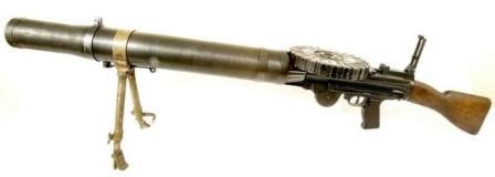 British-made Lewis light machine gun, caliber .303, left side.