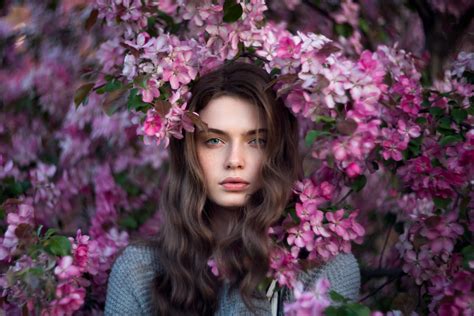 Women, Model, Face, Portrait, Flowers wallpaper | girls | Wallpaper Better