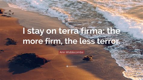 Ann Widdecombe Quote: “I stay on terra firma: the more firm, the less terror.”