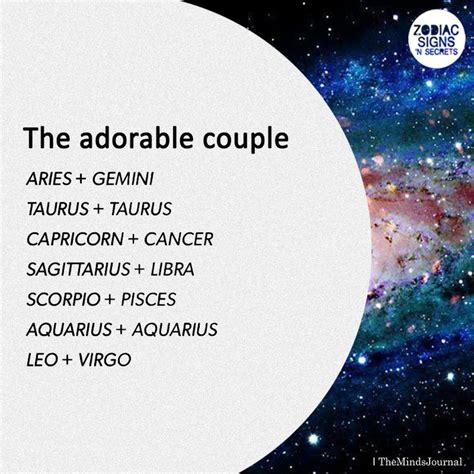 The Adorable Couple | Zodiac signs couples, Zodiac signs horoscope ...