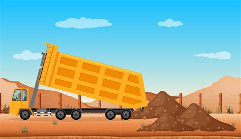 Dumping truck at the construction site 455812 Vector Art at Vecteezy