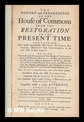 The history and proceedings of the House of Commons from the ...