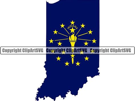 Indiana State Flag Shape Map U.S. US United America American - Etsy