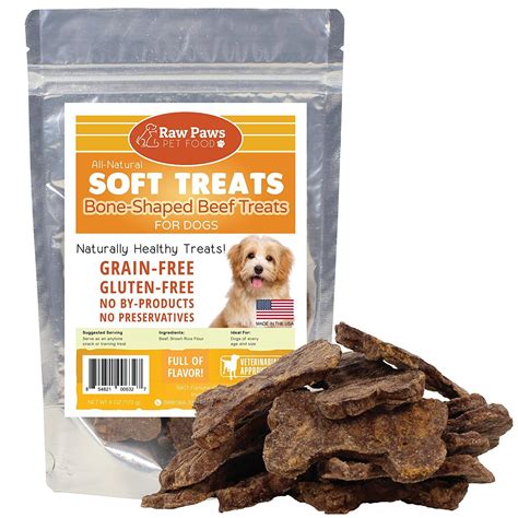 Raw Paws Pet Premium Soft Jerky Dog Treats, 6-ounce Beef - Made in the USA, Grain Free, Great ...