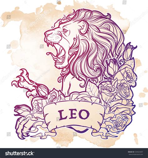 Zodiac Sign Leo Decorative Frame Roses Stock Vector (Royalty Free ...