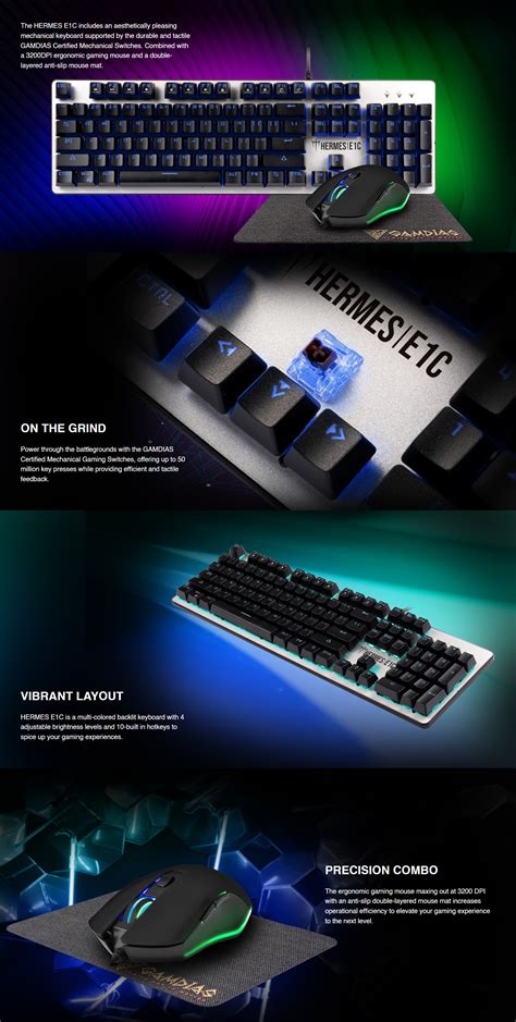 Gamdias Hermes E1C Mechanical Keyboard Mouse and Mousepad Gaming Combo - Umart.com.au