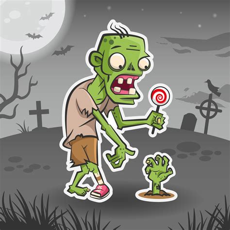 Zombie cartoon character. Halloween sticker. Halloween monster 3031749 Vector Art at Vecteezy