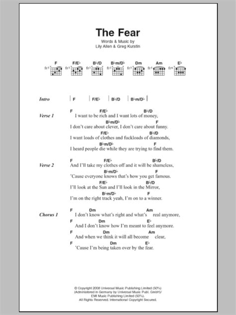 The Fear by Lily Allen - Guitar Chords/Lyrics - Guitar Instructor