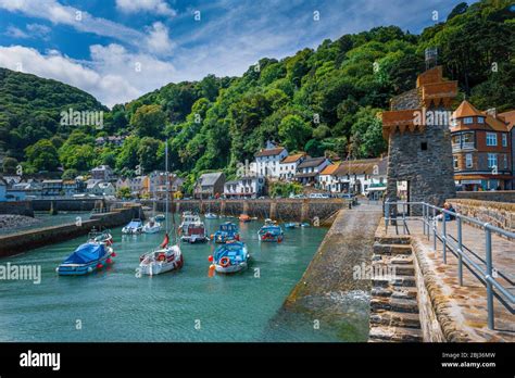 Lynmouth harbour with the Rhenish tower on the harbour wall Stock Photo - Alamy