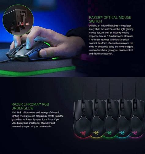 Razer Viper Mini RGB Gaming Mouse 8500 DPI Optical Sensor 6 ...