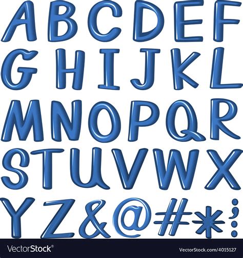 Letters of the alphabet in blue color Royalty Free Vector